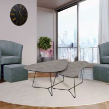 Toscohome - Paire de tables basses en ciment et base en métal noir - Silfy