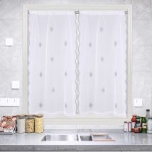 Paire de petits voilages motif flocons Gris 90x160 cm