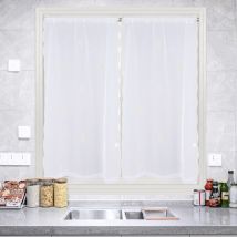 Paire de petits voilages motif flocons Ecru 60x120 cm
