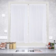 Paire de petits voilages motif flocons Ecru 90x120 cm