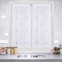 Paire de petits voilages motif flocons Gris 90x120 cm