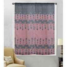Paire de vitrages au style géométrique Beige 60 x 160 cm - Beige