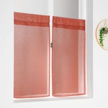 Paire de petits voilages unis et tamisants en poly/lin Orange 45x90 cm