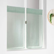 Paire de petits voilages unis et tamisants en poly/lin Vert d'eau 60x120 cm