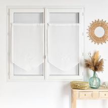 Paire de voilages brodées Blanc 45x90 cm