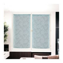 Paire de Voilages Effet Lin Imprimés Gomme - Bleu - Finition Passe-Tringle - 60x160cm - Prêts à Poser