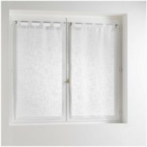 Paire droite passants 2 x 60 x 160 cm effet lin tisse haltona Blanc