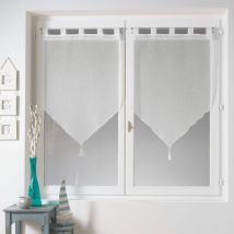 Paire de rideau voilage 60 x 90 cm Pompon sable Tina