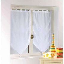 Une paire de rideau voilage passants pompon 60 x 90 cm voiline blanc