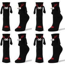 Yzmrbdqc - paires de chaussettes de Noël main dans la main chaussettes magnétiques poupée 3D drôle chaussettes d'amitié femmes hommes chaussettes