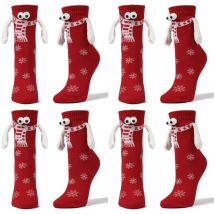 Yzmrbdqc - paires de chaussettes de Noël main dans la main chaussettes magnétiques poupée 3D drôle chaussettes d'amitié femmes hommes chaussettes