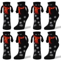 Yzmrbdqc - paires de chaussettes de Noël main dans la main chaussettes magnétiques poupée 3D drôle chaussettes d'amitié femmes hommes chaussettes