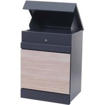 Hhg - Paketkasten 121, Paketbox Paketfach Paketstation Briefkasten, Metall Verzinkt Anthrazit-holzoptik