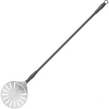 Pala para pizza con mango móvil, perforada, redonda, acero inoxidable, diá. 230 mm de largo 1200 mm Hendi 617199
