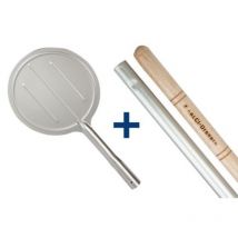 Pala per pizza gira pizza inox d 19 con manico in alluminio cm 175 (21657)