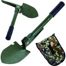 Pala pieghevole multifunzionale con custodia/giardinaggio, attrezzi da campeggio - pala, piccone, sega, apribottiglie - Tutto in 1 Lunghezza aperta: