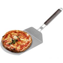 NON - Pala Pizza Paletta Tagliere Pizze Acciaio Inox con Manico in Legno 30 x 25 cm