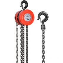 Dewinner - Palan à chaîne manuel 1T avec crochet robuste, hauteur de levage 3M, rouge