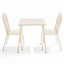 Oviala - Ensemble table de jardin bistrot et 2 chaises en acier ivoire - Palavas