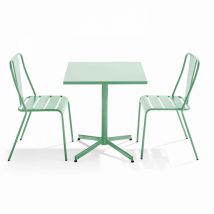 Oviala - Ensemble table inclinable de jardin et 2 chaises vert sauge - Palavas