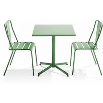 Oviala - Ensemble table inclinable de jardin et 2 chaises vert cactus - Palavas