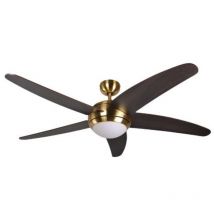 Pepeo - GmbH Melton Ventilatore da Soffitto 13422010132 con Telecomando Incluso, Rivestimento di Color Ottone, Pale marrone scuro Wanaque, 132 cm