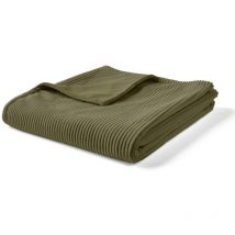 Palerma - plaid - 200x140 cm - en velours côtelé et velours - vert kaki