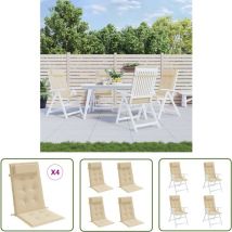 The Living Store Hochlehner-Auflagen 4 Stk. Beige Oxford-Gewebe - Hochlehner Auflagen - Gartenstuhlkissen - Outdoor Kissen - Sitzkissen