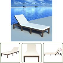 The Living Store Sonnenliege mit Auflage Poly Rattan Braun - Sonnenliege - Gartenliege - Rattanliege - Poolliege - Outdoor Möbel