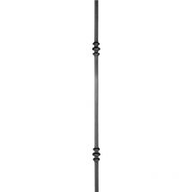 Pannello decorativo in ferro tondo con 2 decori tripla borchia - Ø14mm e altezza 1000mm - Ferro battuto