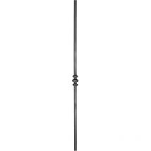 Pannello decorativo in ferro tondo con tripla borchia al centro - Ø16mm e altezza 950mm - Ferro battuto