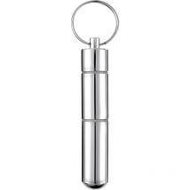 Alovez - Palillero de bolsillo de aluminio resistente al agua, pastillero metálico con llavero, 7,1 x 1,5 cm
