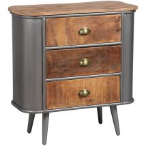 Altobuy - palisso - Commode 3 Tiroirs Bois et Acier Patiné