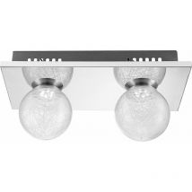 Lampada da soffitto a sfera in vetro lampada a sfera cromo 2 fiamme lampada da soffitto lampada da soggiorno moderna, trasparente, 2x 3W 238Lm bianco