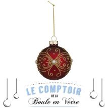 Pallina di natale in vetro 70mm glitter barocco - Feeric lights & christmas