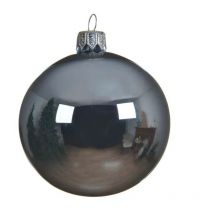 Pallina di Natale in Vetro Grigio Lucido D15