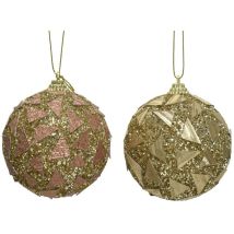 Pallina Sfera Natalizia In Vetro Assortita Oro 8 Cm Pz 1