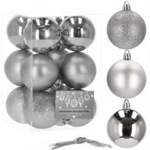 Palline di natale 6 cm per albero set indestruttibili argento 12 pezzi