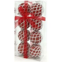 Cosedacasa - Palline Rosse Bianca Per Albero Di Natale Da Addobbi Decorazioni 6cm Pezzi 12