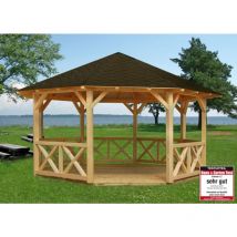 Palmako - Gartenpavillon Betty 18,0 m² Gartenpavillon aus Holz, Gartenhütte , Gartenlaube mit Montagematerial Naturbelassen