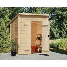 Palmako - Alpholz Geräteschuppen Lotta 3,1 m2 Gerätehaus aus Holz, Geräteschrank mit 16 mm Wandstärke, Gartenhaus mit Montagematerial Naturbelassen