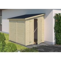 Palmako - Alpholz Anlehngerätehaus Mia 3,6 m² Gerätehaus aus Holz, Geräteschrank mit 16 mm Wandstärke Gartenhaus Naturbelassen