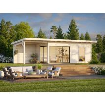 Palmako - Abri de jardin Andrea b avec annexe Naturel , 44 mm Épaisseur paroi 895 x 300 cm