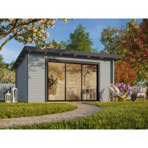 Palmako - Abri de jardin Lea a gris Gris , 44 mm Épaisseur paroi 470 x 350 cm