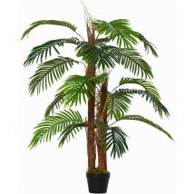Outsunny - Palmier artificiel hauteur 1,2 m arbre artificiel tronc branches lichen feuilles grand réalisme pot inclus