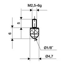 Käfer - Palpeur d. 3 mm longueur 6 mm bille M2,5 Rubin adapté à horloges de mesure