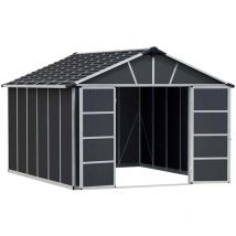 Palram - Abri de jardin en aluminium et polycarbonate gris Yukon 13.1m²