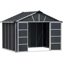 Palram - Abri de jardin en aluminium et polycarbonate gris Yukon 9m²