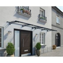 Palram – Marquise De Porte Aquila 412 X 91,5 Cm – Structure En Aluminium Laqué Gris – Panneau Acrylique 4 Mm – Protection Contre Intempéries