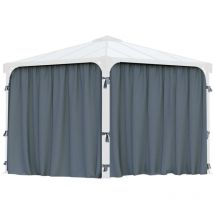 La Maison Du Jardin - Curtain Set for Square Gazebo - Polyester - L217 x W366 cm - Grey (Gazebo Not Included)